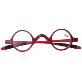 Circleperson Men Women Reading glasses reader geek small round 32-30-140 (Matte Red, 1.5)