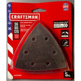 Craftsman 5 Pk Craftsman CMXZXGA9167 Assorted Grits Sanding Sheets Fits Oscillating Sander