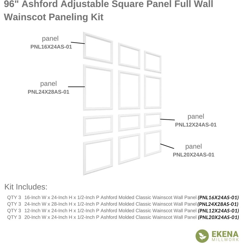 WPKUFW021P096 94 1/2"L (Adjustable 96"H to 120"H) Ashford Square Single