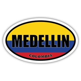 Medellin Colombia Flag Oval Decal Vinyl Bumper Sticker 3x5 inches