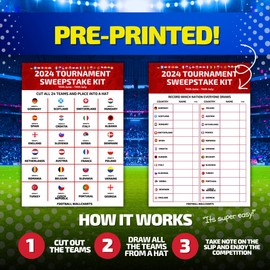 Tournament Wallchart + Sweepstake Kit - Track and Follow The Full Schedule - Physical Sweepstake With Team Sheet Ideal For Offices, Schools, Bars and Family Fun (1X Wallchart + Sweepstake (A2))