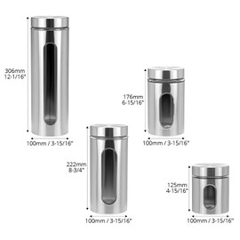 QWORK 4pc Stainless Steel Canister Set with Airtight Lids and Glass Window - Food Storage Containers for Kitchen Counter & Pantry Organization