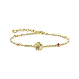 THOMAS SABO A2132-995-7 Women's Bracelet with Symbolic Sun Colourful Stones and Hearts Gold-Plated 750 Yellow Gold Plated 925 Sterling Silver, Cubic Zirconia