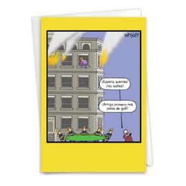 NobleWorks Humorous Spanish Anniversary Paper Card with 5 x 7 Inch Envelope (1 Card) Couple, Husband, Wife, Parents Anniversary Congratulations Incendio de Palos de Golf C5391ANG-SL