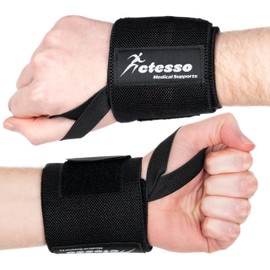 Actesso Weightlifting Wrist Wraps (Single) - Premium Wrist Support for Powerlifting, Deadlifts, Gym Workouts and Fitness Training (1, Black, One Size)