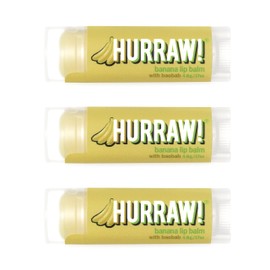 Hurraw! Banana Lip Balm, 3 Pack: Organic, Certified Vegan, Cruelty and Gluten Free. Non-GMO, 100% Natural Ingredients. Bee, Shea, Soy and Palm Free. Made in USA