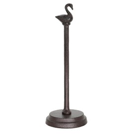 Compact 10" Cast Iron Paper Towel Holder for RV & Small Spaces - Vintage Swan Dispenser for 10" Short Rolls, Plastic Wrap & Foil - Heavy Duty Rustic Stand for Camper, Tiny Home & Commercial Use