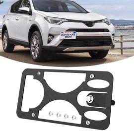 No Drill Plate Holder, Front Bumper Tow Hook License Plate Mount Bracket, Front License Plate Bracket Compatible with Toyota RAV4 2013-2023