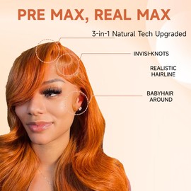 JINNOO Ginger Lace Front Wigs Human Hair Pre Plucked 200 Density Ginger Wig Human Hair 88J Colored HD Ginger Orange Human Hair Lace Front Wigs 13x4 Body Wave Glueless Human Hair Wigs 26 Inch