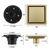 4 Inch Gold Shower Drain, SUS304 Stainless Steel Square Bathroom