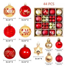 Christmas Ball Ornaments, 2.4 inches (6 cm), 44 Piece Luxury Ball Set, Christmas Tree Decorations, Various Types, Popular Decoration, Merry Christmas Gift, Fashionable, Gorgeous, Room, Coffee Shop