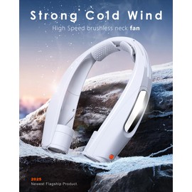ZEEFO Portable Neck Fan, Hands Free Personal Fan- 6000mAh Battery Operated, Ultra-Quiet USB Rechargeable Fan with 6 Adjustable Speeds, Cooling Wearable Fan for Home, Office, Outdoor, Travel-White