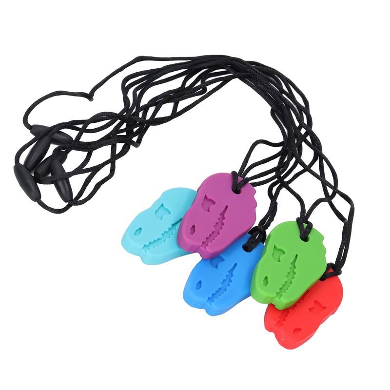 5pcs Infants Teething Necklace Silicone Exercise Senses Soothing Gum Chewing
