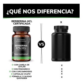 Quotidien  500mg De Berberina Clorhidrato Con Canela De Ceyln, Fenogreco, Polinicotinato De Cromo, Calcio Y Crcuma Estandarizada (curcumina,...       