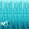 4 Pack Lake Blue Fringe Curtain Backdrop, 3.2Ft x 6.6Ft