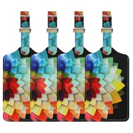 4 Pack Luggage Tag for Suitcases TSA Approved, Leather Suitcase Tags Identifiers, Cute Bag Name Travel Tags ID Labels for Women Men Cruise Airport Luggage Travel Essentials by Sodsay