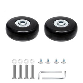 Eruceky Pack of 2 Suitcase Wheels Replacement Wheels, Rubber Mute Luggage Suitcase Replacement Wheels, Luggage Compartment Replacement Wheels, Rubber Replacement Wheels with Metal Axles, Suitcase