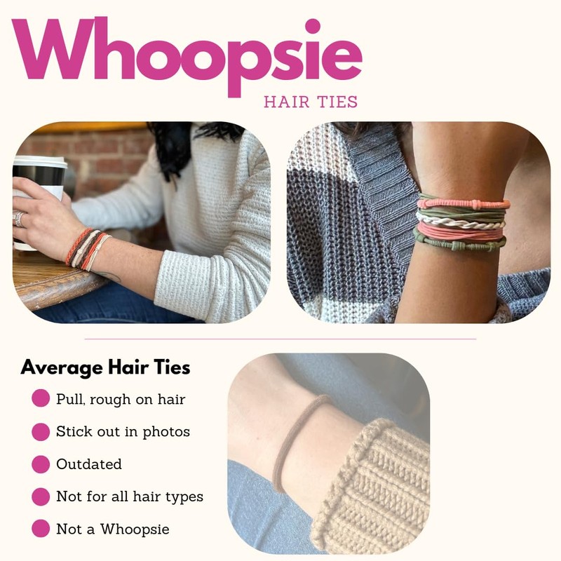 Whoopsie Black, Beige, Green Hair Tie Bracelets, Hair Ties with