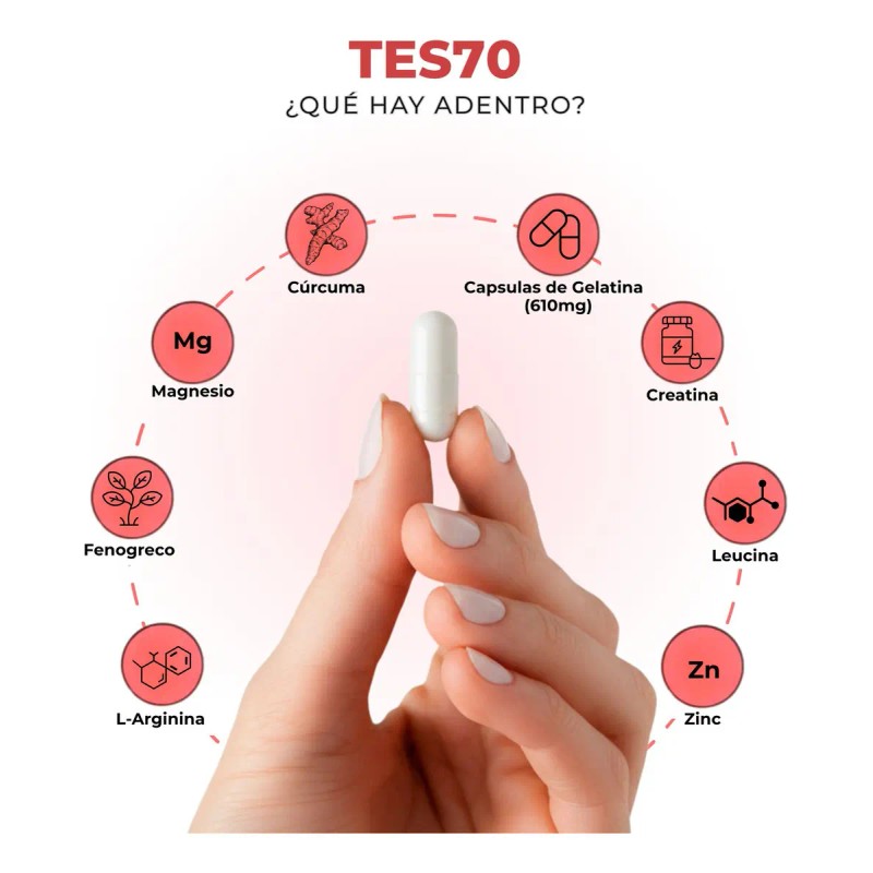 Vitaminas Testosterona Tes70 Hombres Capsulas Sabor