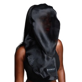 Maskee-Beauty Hood Blaq – Breathable & Reusable Smudge-Free Face Cover for Makeup – Cosmetic Protection Veil for Women of All Ages (Black)