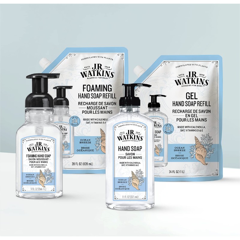 J.R. Watkins Foaming Hand Soap with Pump Dispenser, Moisturizing Foam