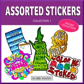 COLORING BROADWAY Stickers | Assortment #1 | Inspired by Dear Evan Hansen – Wicked - Hamilton - Hair – Heathers - Die-Cut - Bubble Free – Durable Vinyl (3” - 4”) – Set of 5
