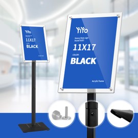 YIYO Sign Stand Poster Stand，adjustable heavy duty pedestal Sign Holder Floor Stand，acrylic frame floor standing for display menu 11 * 17 inch，Black (acrylic frame 11 * 17 Black)