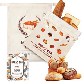 2 Beeswax Bread Bags with Zip, Reusable Bread Bags, Large Capacity Bread Bags for Homemade Bread for Fresh Bread Storage