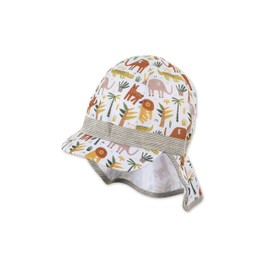Sterntaler Unisex Children's Peaked Cap Neck Protection Animals Children's Hat, White