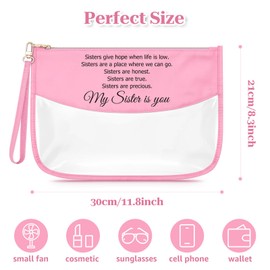 Sfodiary Sister Gift Makeup Bag Friendship Birthday for Sisters Cosmetic Bag Christmas Graduation Long Distance Gifts for Her Bestie Friends Valentines Day Zipper Travel Cosmetic Pouch