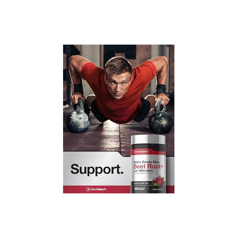 Horbäach Nitric Oxide Beet Root Capsules | 180 Count |
