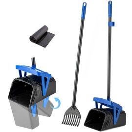 Timingila Dog Poop Pooper Scooper with Swivel Bin & Rake – Non-Breakable + 20 Bags