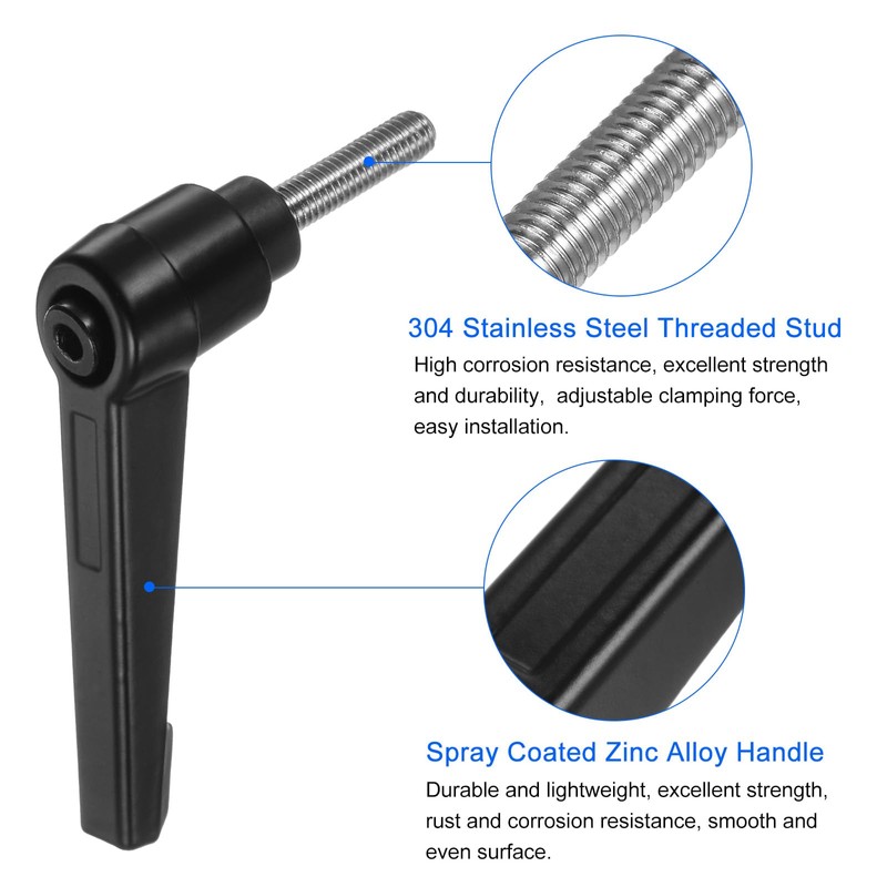 sourcing map 2pcs Clamping Lever Handles, M5 x 20mm 304