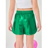 Haloumoning Girls Metallic Shorts Sparkly Dance Outfits Elastic Drawstring Shiny