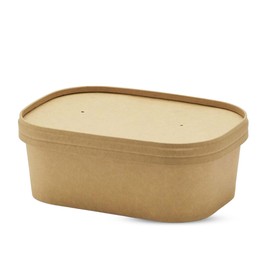 CHEF ROYALE Kraft Food Storage Container with Lids 200 x 650ml Food Prep Takeaway Container with Kraft Airtight Lids Heavy Duty Rectangular Stackable Ideal for Takeaway (200, 650ml)