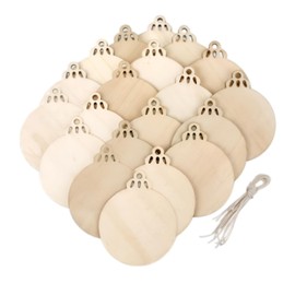20 Pcs Wooden Christmas Ornaments 3,5 inch Wood Slices DIY Christmas Tree Decoration Unfinished Wood Slices with Holes Hanging Christmas Centerpieces Decorations Predrilled Wood Circles for Crafts
