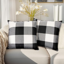 Sukh Plaid Throw Pillow Cover - 2PCS Buffalo Plaid Pillow Covers 18x18 Inches Buffalo Check Pillow Covers for Home and Office Decor, Sofa, Bench or Bed Checkered Pillow Cover Plaid Throw Pillowcase