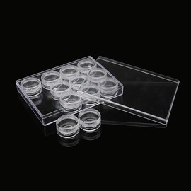 FSSTUD 12 Pcs Clear Plastic Bead Jars Small Round Rhinestone Containers Diamond Embroidery Storage Box Empty Makeup Cosmetic Pots with Organizer Box for DIY Crafts