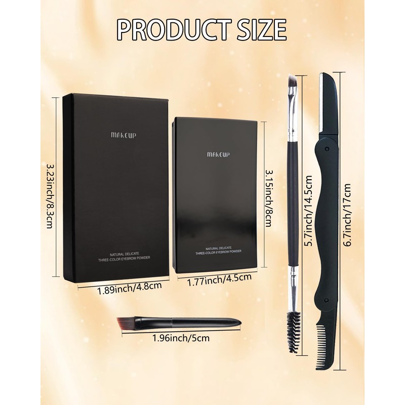 Eyebrow Powder Makeup Kit, 3 in 1 Eyebrow Kit, Brow