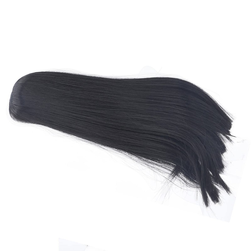 Black Doll Hair Soft Flexible Thick Hair with Bangs for