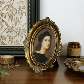 VAN GOGH ART 4x6 Picture Frame Gold, Vintage Bronze Gold 4 by 6 Picture Frame Hand-Crafted Resin with Glass Front Ornate Retro Antique Photo Frame for Wall and Tabletop Display Home Decor