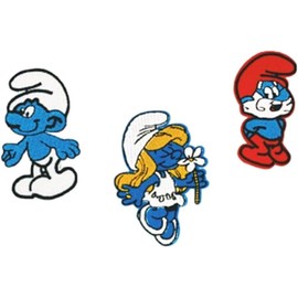 Classic Cartoon Movie Blue Smurf Characters Embroidered Iron on Patch Set of 3