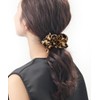 Vingtaine HS-123-BR- Leopard Pattern, Scrunchie, Leopard Pattern, Easy Hair Accessory,
