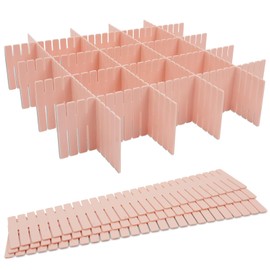 HOTUT Drawer Dividers Adjustable Drawer Storage Organizer, 8 PCS Grid Drawer Dividers, DIY Plastic Closet Separator for Clutter Kitchen Cutlery Dresser Makeup Tools Socks Office Desk Bedroom, Pink
