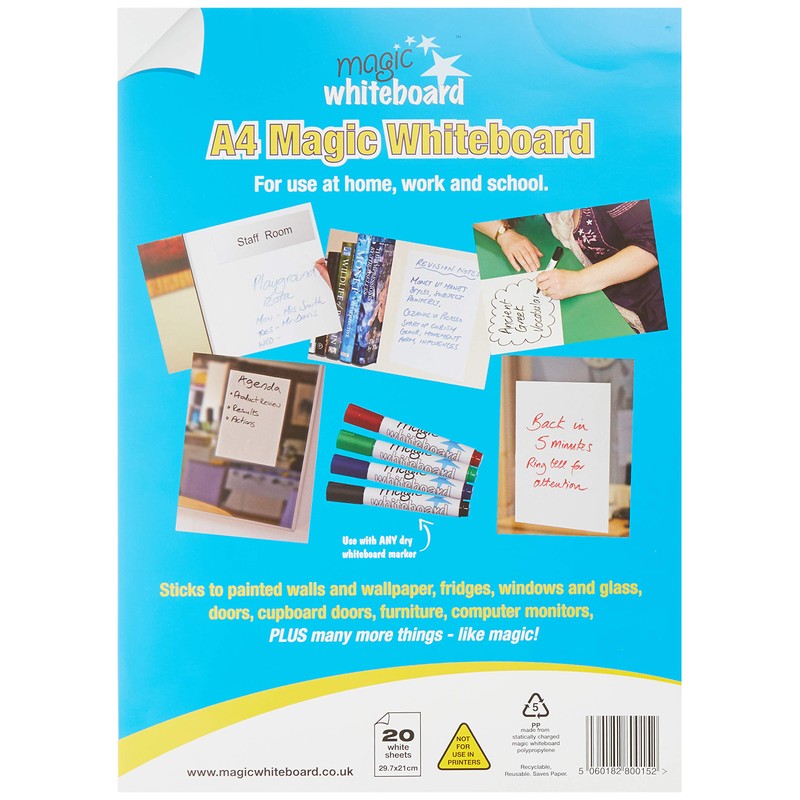 Magic Whiteboard MW1220 A4 Whiteboard Sheets - White