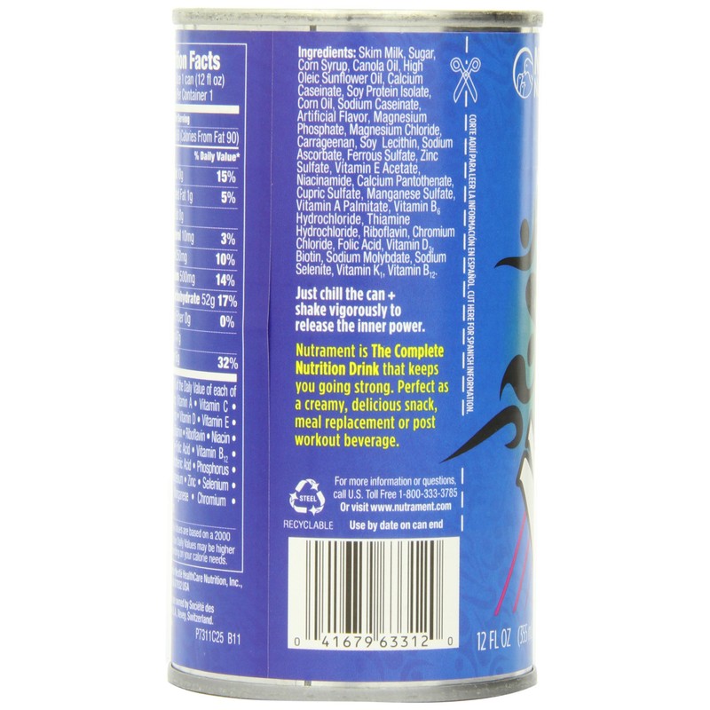 Nutrament Energy and Fitness Drink, Vanilla, 12 Ounce Cans (Pack
