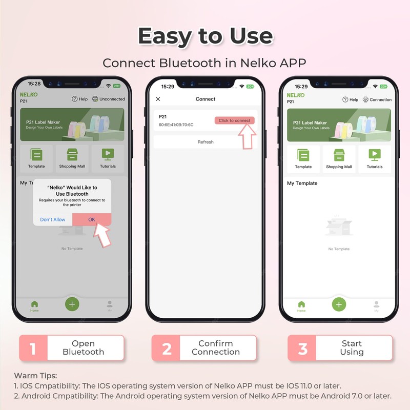 Nelko Label Maker Machine with Tape, P21 Bluetooth Label Printer,