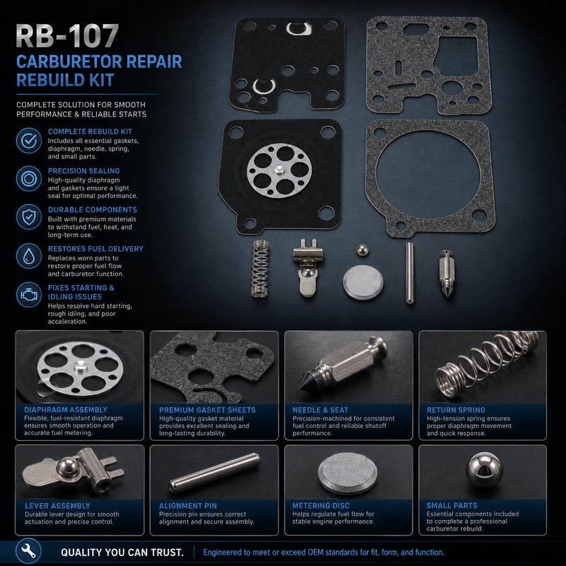 RB-107 Carburetor Rebuild Kit for Echo Trimmers – Gasket &
