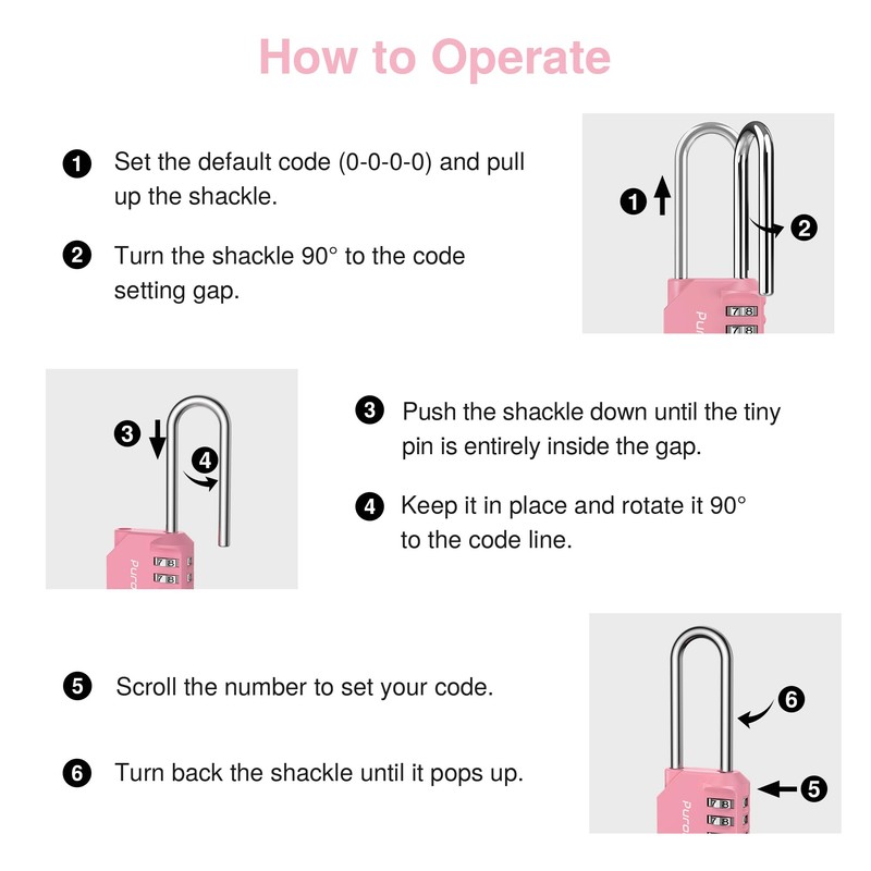 Puroma 1 Pack 2.6 Inch Long Shackle Combination Lock 4