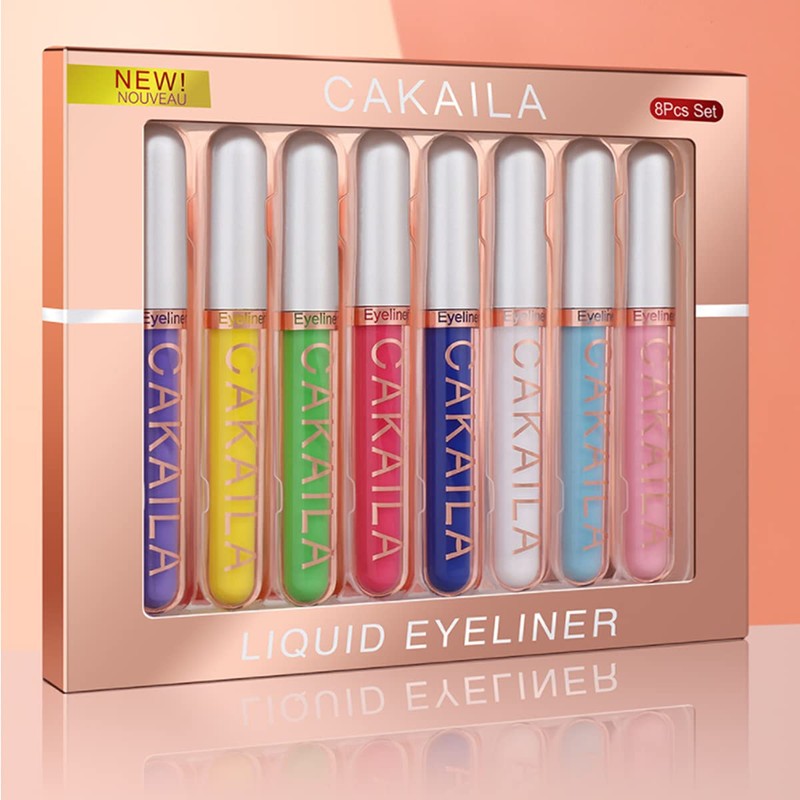 8 Colours Matte Liquid Eyeliner Kit, Waterproof, Durable, Quick-Drying, Smooth,